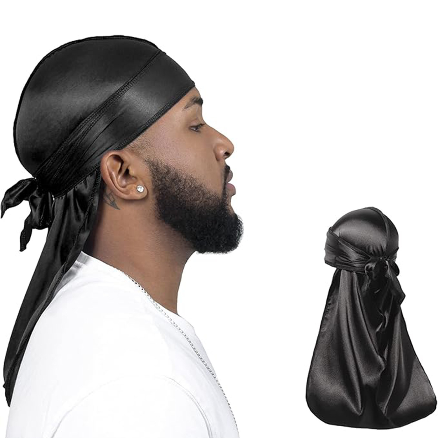 Europa y los Estados Unidos venden en caliente seda larga cola pirata sombrero seda sombrero silky durag fábrica venta directa turbante