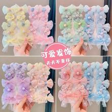 新款儿童发饰女童皮筋发夹套装韩版布艺扎头发橡皮筋可爱公主发圈