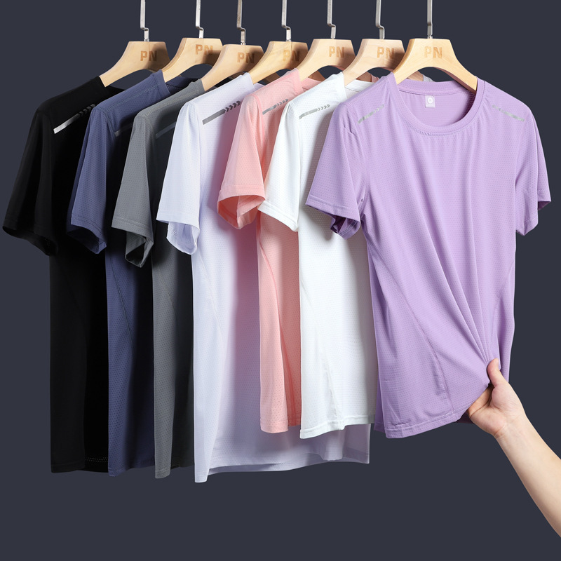 Summer Ice Silk Short-sleeved T-shirt Men's Quick-drying Loose Plus Large Size Fatty Sports Casual Men's and Women's Half-sleeved T-shirt