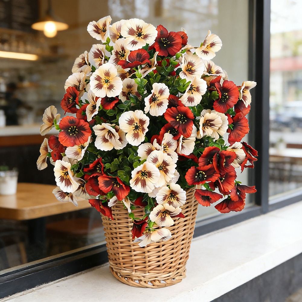 국경을 넘나드는 봄빛 유칼립투스와 삼색비늘꽃 조화, 야외 정원 및 가정 장식, 호텔 웨딩용 조화 장식품