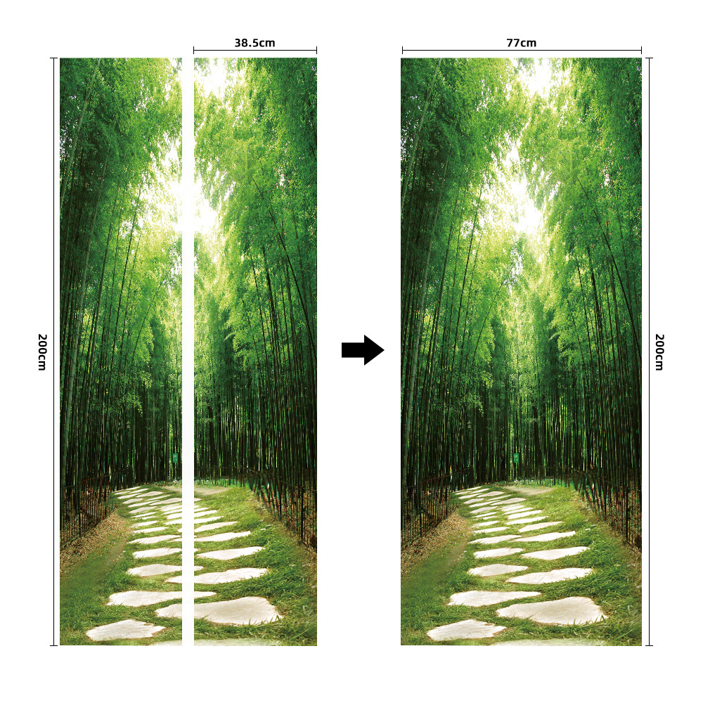 Pegatinas para puertas 3D respetuosas con el medio ambiente, autoadhesivos, fabricantes de origen al por mayor, patrones populares transfronterizos de alta definición, adhesivos para puertas impermeables, a prueba de aceite y antiincrustantes