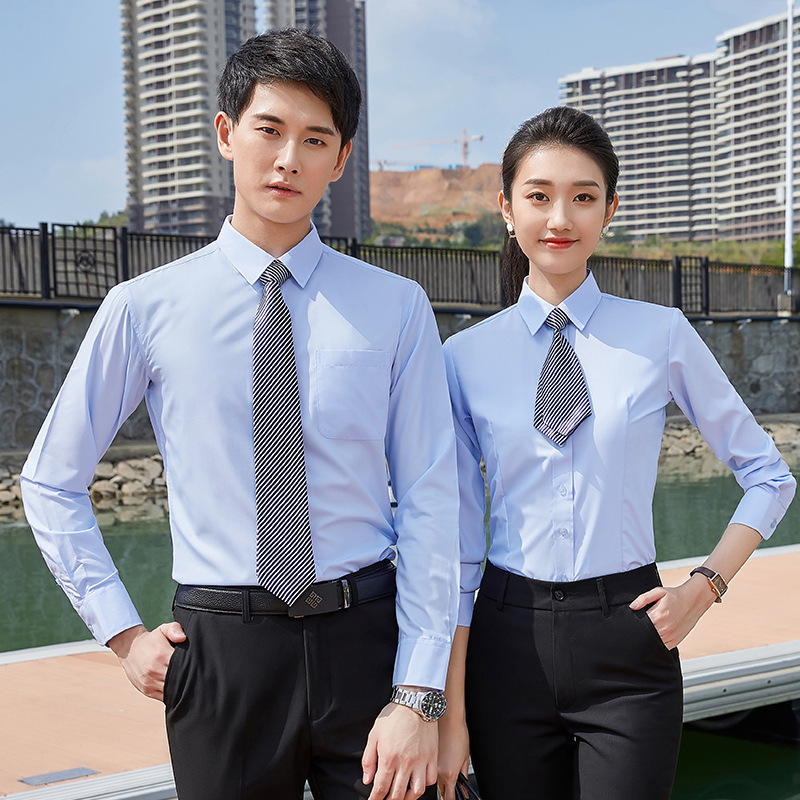 Business Suits shirt formal wear men and women Same item Long sleeve Plain shirt work clothes automobile 4S hotel coverall LOGO