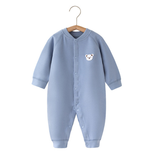 DeRong baby jumpsuit, baby autumn and winter clothes, warm newborn bottoming underwear, pajamas, rompers