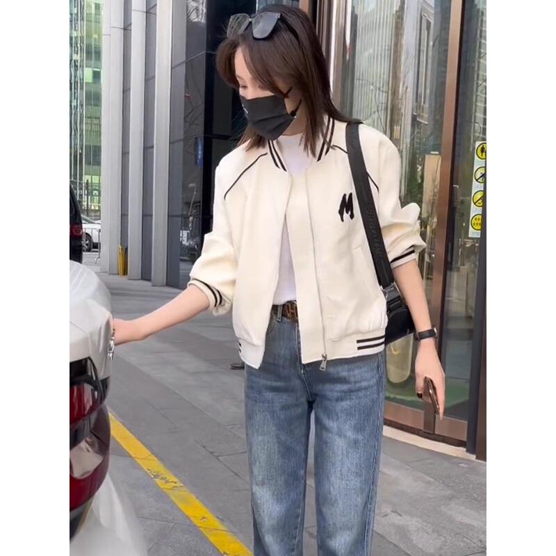 Baseball Jacket for Women 2026 Spring New Style Loose Fit Elegant Versatile Cardigan Jacket Trendy A3130