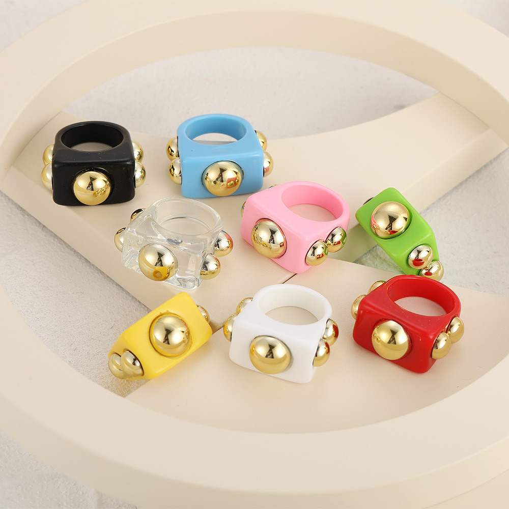 Wholesale Jewelry Fashion Candy Color Metal Acrylic Ring Nihaojewelry display picture 5