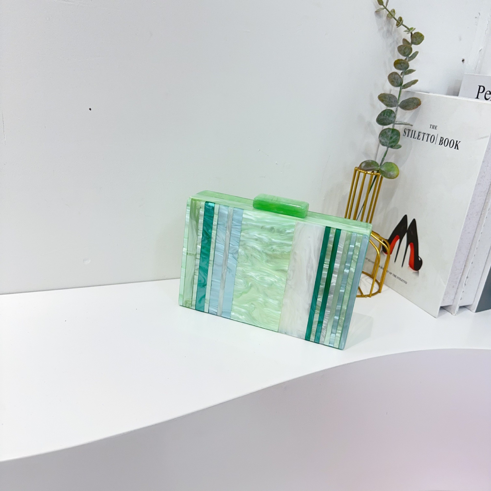 Nuevas bolsas de cena de damas transfronterizas, bolsas de acrílico empalmadas, bolsas de cena de boda, bolsas de vestir