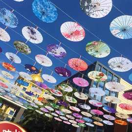 防雨防晒古风油纸伞饭店户外室内装饰伞吊顶中国风古典伞灯道具伞