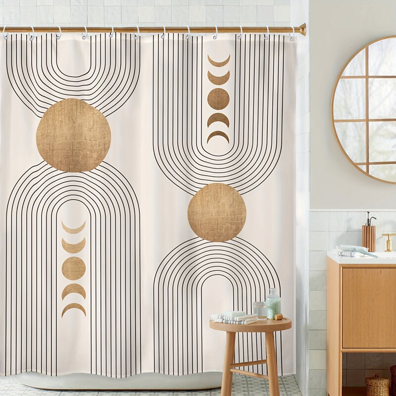 Cross-Border Abstract Medieval Shower Curtain Bohemian Minimalist Modern Sun with 12 Hooks Bathroom Decoration Cross-Border Abstract Medieval Shower Curtain Bohemian Minimalist Modern Sun with 12 Hooks Bathroom Decoration