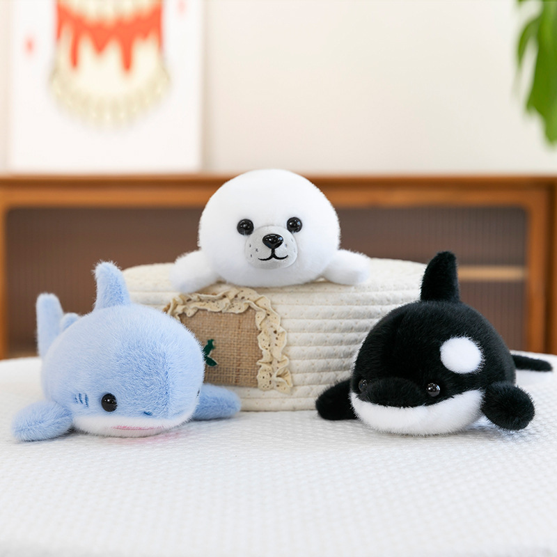 Ocean Series Black Tiger Whale Plush Toy Aquarium Souvenir Seal Palm Treasure Activity Throwing Shark Batch