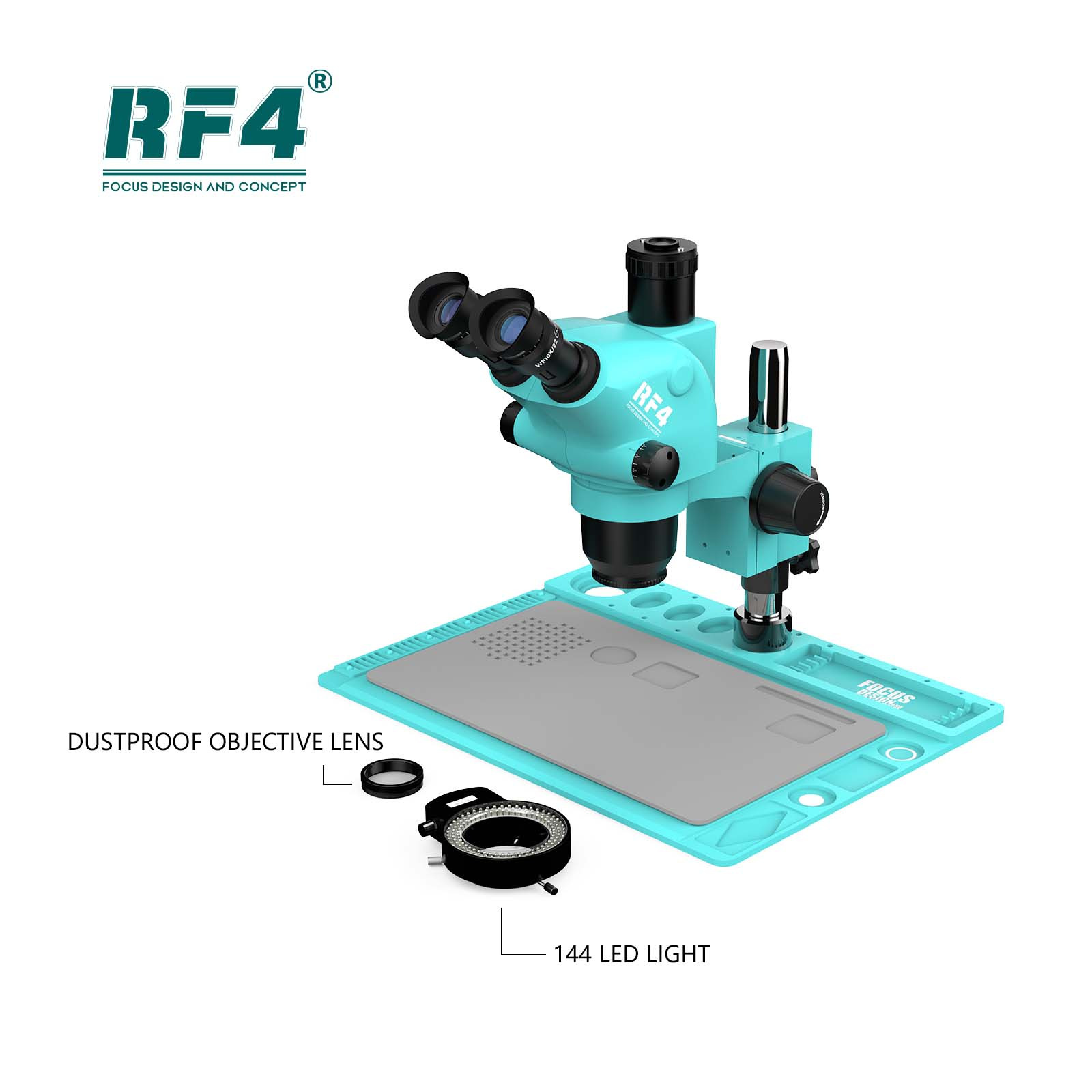 Microscopio de alta potencia RF4 mantenimiento de la placa base del teléfono móvil microscopio HD 7-50X Microscopio de zoom continuo de doble brazo