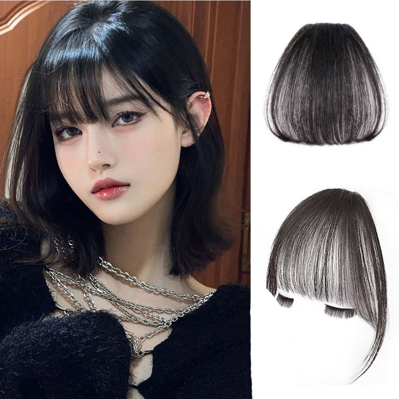 European and American Foreign Trade Wig Women's Full Real Hair Air Bangs Wig Piece forehead top hair patch sideburns bangs