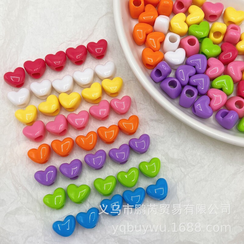 diy large hole beads vertical hole love high saturated solid color mobile phone chain handmade beaded acrylic material accessories loose beads