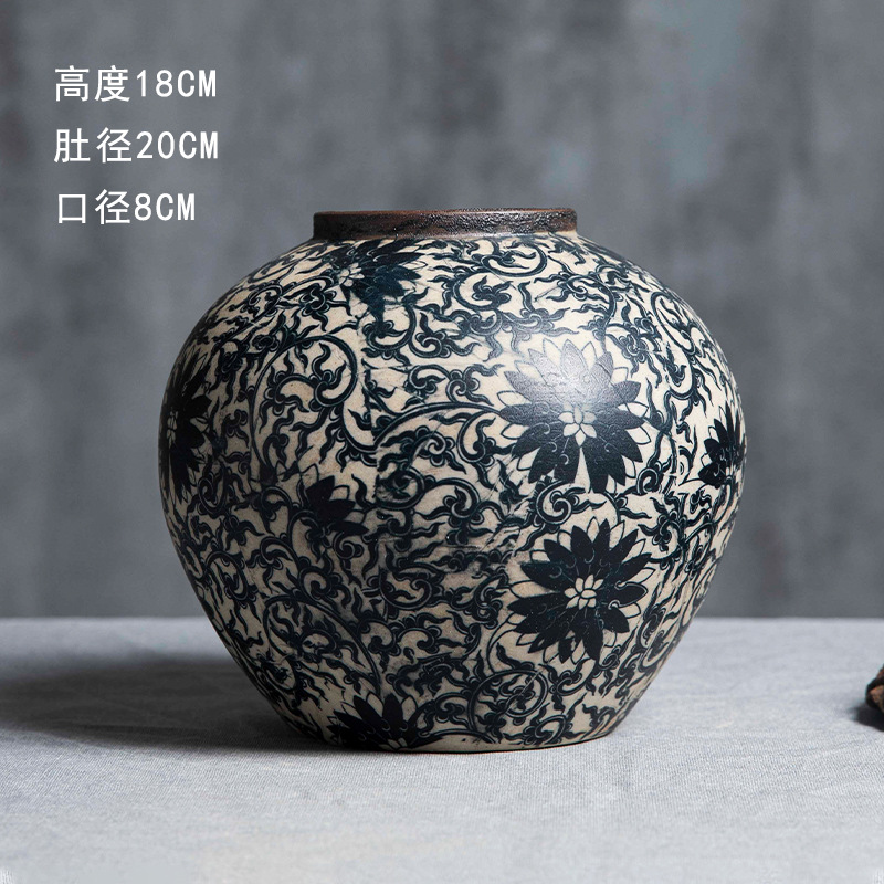Jingdezhen vasijas de cerámica ornamentos floral sala de estar nueva decoración china porche ornamentos vasijas de cerámica vintage maceta de flores