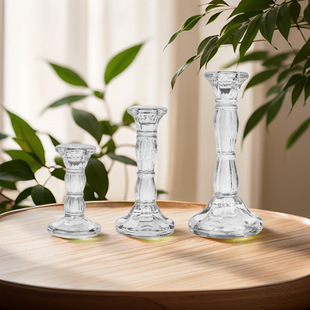 French Creative All-match Glass Candle Holder Decoration Creative Restaurant Atmosphere Decoration Candle Holder Bedroom Embellishment