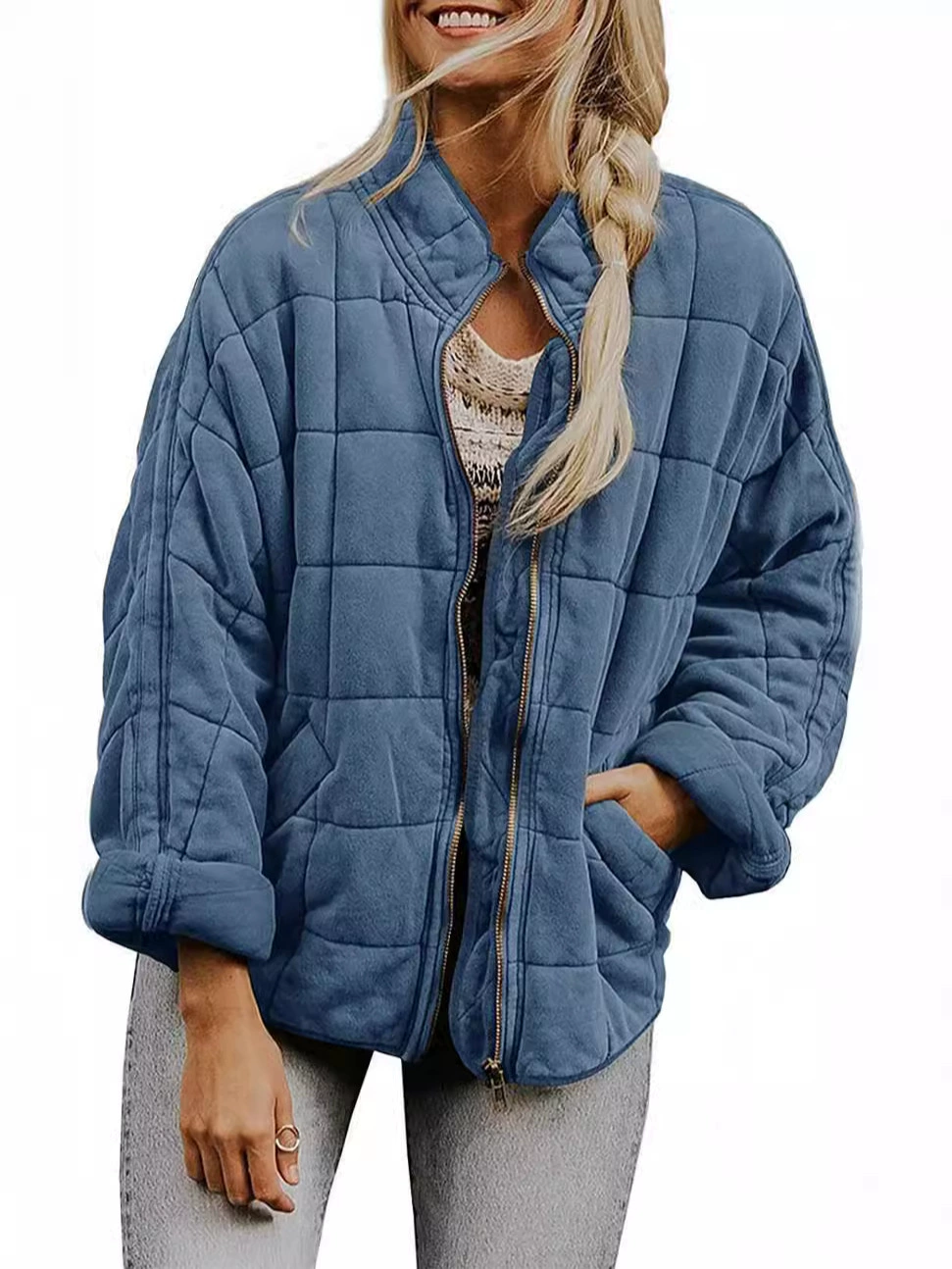 Утепленная куртка-ветровка oversize женская, европейский стиль, длинные рукава, несколько цветов S–XXL