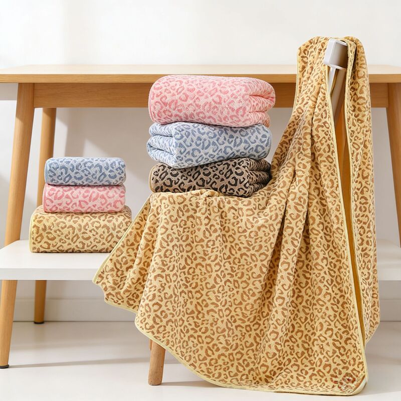 Leopard Print Towel, Soft and Absorbent, Adult Face Towel, Home Daily Use, Thick Coral Fleece Bath Towel Set, Cross-Border Leopard Print Towel, Soft and Absorbent, Adult Face Towel, Home Daily Use, Thick Coral Fleece Bath Towel Set, Cross-Border