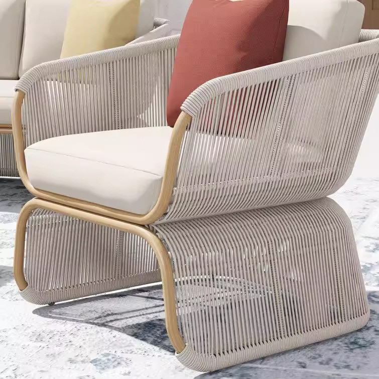 Sofá de ratán al aire libre, terraza, balcón, perezoso, lluvia, protector solar, mesa de centro, villa combinada, muebles de jardín al aire libre