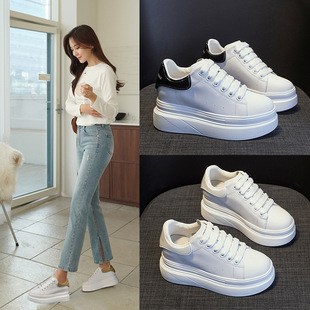 2025 New Thick-Soled Inner Heightening Mcqueen White Shoes Internet Celebrity Dad Shoes Sports Casual Fashion Versatile Women's Shoes