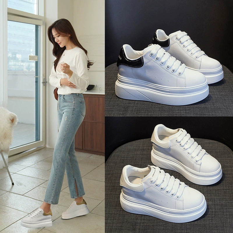 Новые женские кроссовки McQueen 2025 года на толстой подошве для увеличения роста, модные кеды в стиле «dad shoes», спортивно-повседневная универсальная обувь