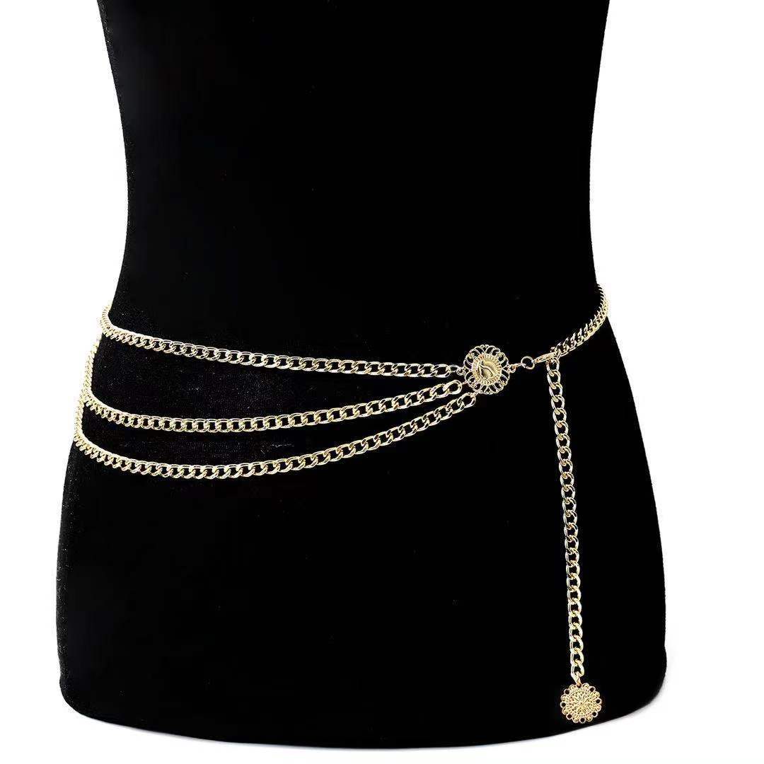 Daily Occasion Imitation Pearl, Metal Material Ethnic Style Round Star Imitation Pearl Metal Tassel Women's Chain Belts