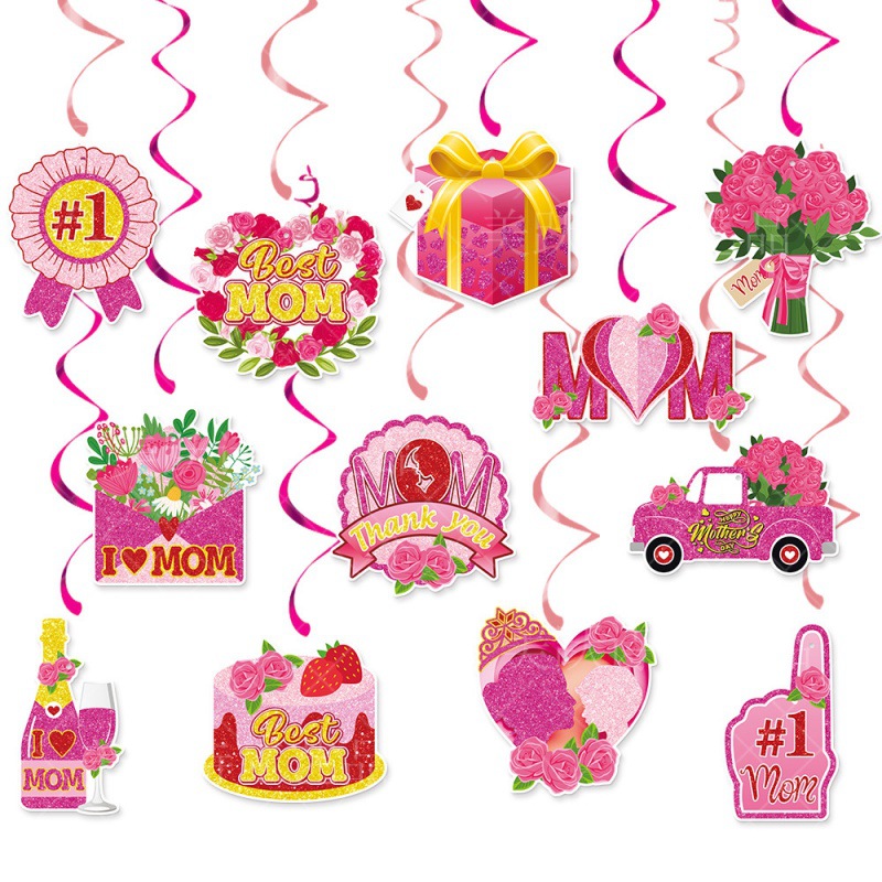 Nueva decoración del partido del Día DE LA Madre adornos en espiral mejor etiqueta mamá suministros de decoración de vacaciones del Día DE LA Madre