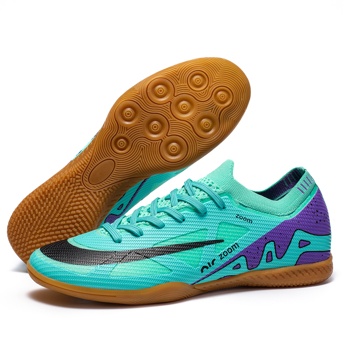 Explosiones transfronterizas de zapatos de fútbol bajos tejidos sin costuras de alta calidad zapatos de fútbol de clavos largos de comercio exterior tamaño 47 zapatos de fútbol de clavos