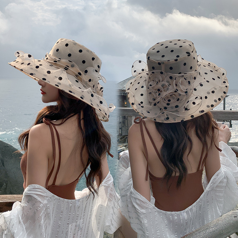 امرأة أسلوب بسيط النمط الكلاسيكي ورد طباعة طنف مسطح قبعة الشمس display picture 5