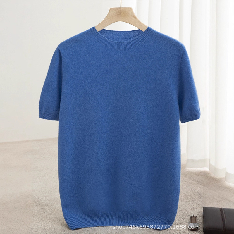 First-Line Ready-To-Wear 100% Pure Wool Half-Sleeved Knitwear Men's Knitwear Business Casual Versatile Pure Color Bottoming Seamless Knitwear