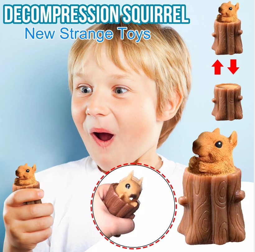 Cross border New products Explosive money Pressure reducing toy squirrel Extrusion Toys decompression pen container squirrel Flying squirrel