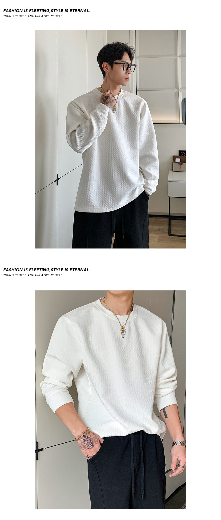 Jacquard Sweatshirt Für Herren Mit Rundhals Im Retro Look Langarm_voghion.com