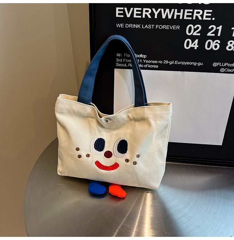 ins mini canvas bag, cute peach tote bag, Korean girl snack bento small bag canvas bag wholesale undefined