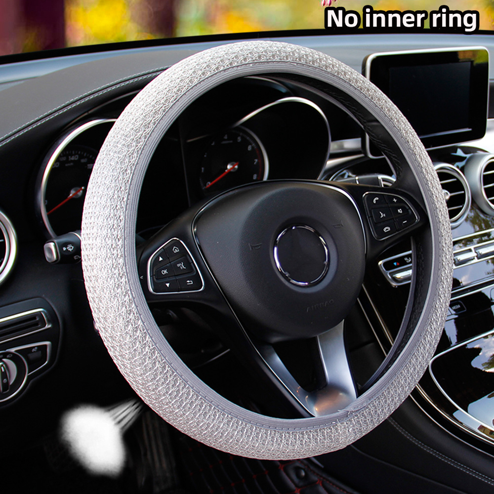 Sin anillo interior núcleo Red de seda de hielo elástico cubierta del volante del coche transpirable cómodo Four Seasons cubierta de la manija comercio transfronterizo AliExpress