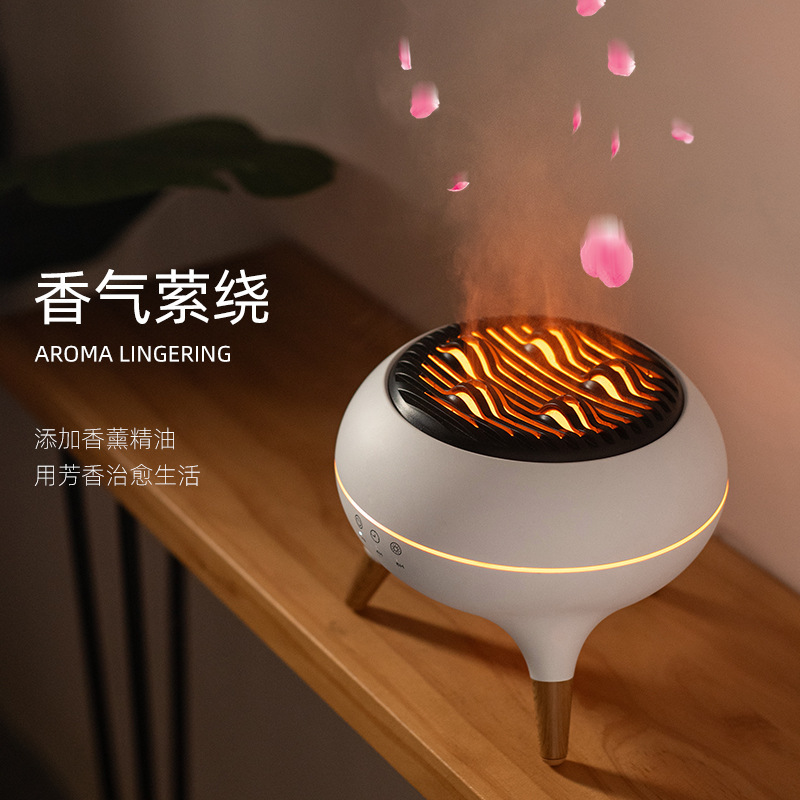 国境を越えた新しい模擬カラフルな炎タイミングリモコン加湿器家庭用超音波霧化大霧量アロマセラピーマシン|undefined