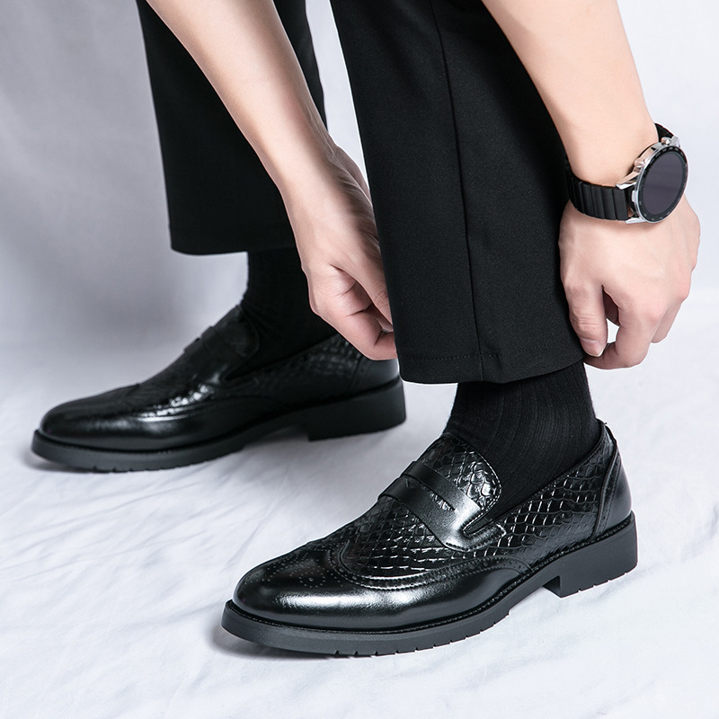 Transfronterizos de tamaño grande sonrisa de 48 yardas zapatos de cuero para hombres zapatos de tejido de negocios zapatos de boda zapatos de cuero Lefour image 3