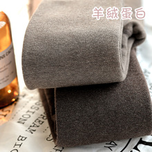 奶茶咖色打底裤袜女秋冬羊绒蛋白螺纹棉加绒加厚燕麦色微压连裤袜