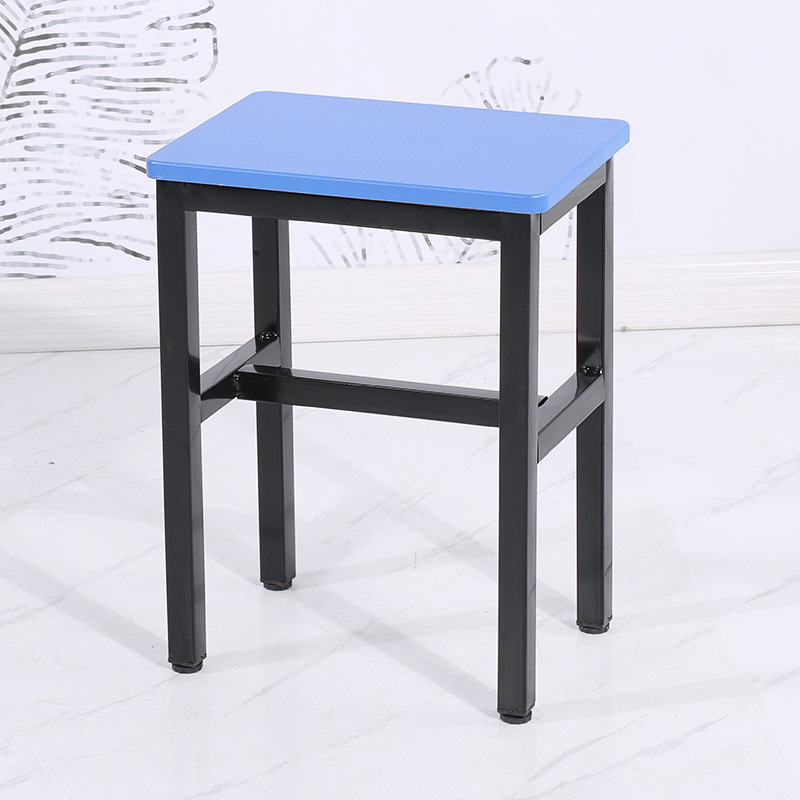 Taburete de taller al por mayor, línea de montaje de fábrica, taburete de trabajo, taburete cuadrado pequeño de acero y madera, taburete de hierro de comida rápida, oro de entrenamiento