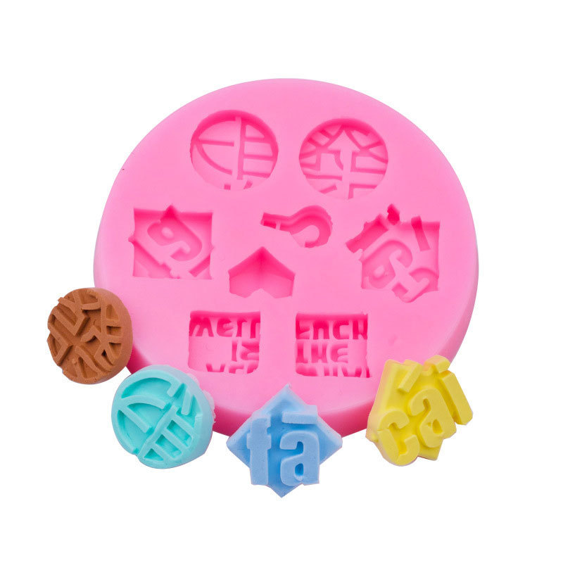Fuente creativa fortuna pinyin modelado molde de silicona creativa para hornear pastel fondant decoración colgante epoxi