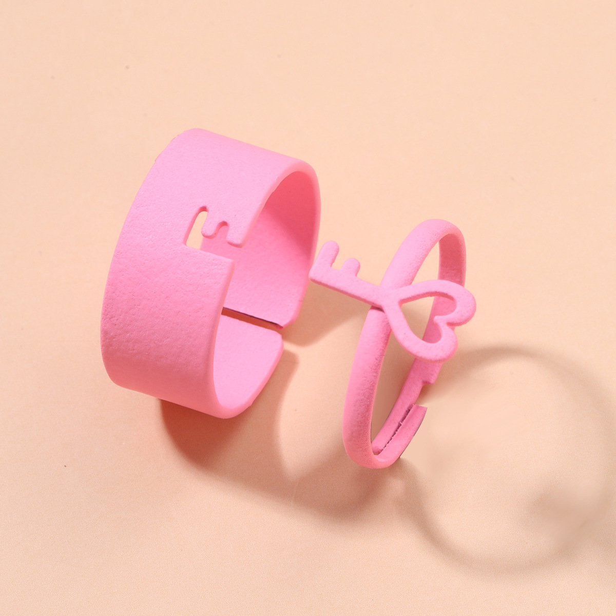fashion creative candy color heart lock key alloy couple ring