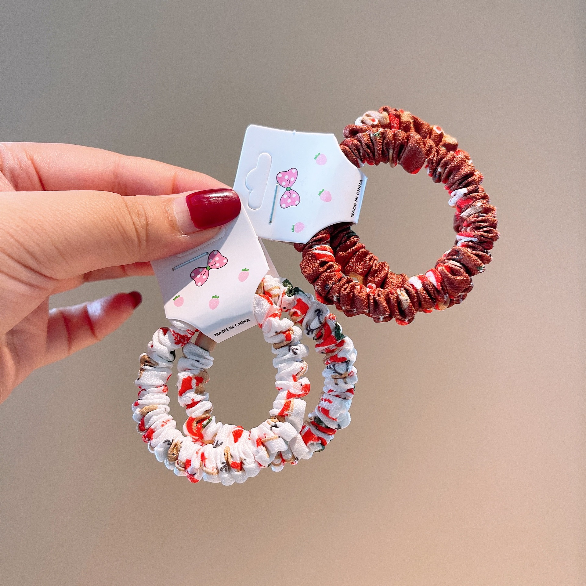 11g Weight Festival Occasion Geometric Pattern Women'S Gender Retro Style Khaki, Coffee, White, Blue, Black Color Retro Vintage Christmas Series Cute Bear Hair Ring Hair Accessories 3