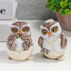 創意的な卵の殻のフクロウの樹脂の工芸品の小さい置物のアイデアの家庭の装飾用品の祝日の小さい贈り物