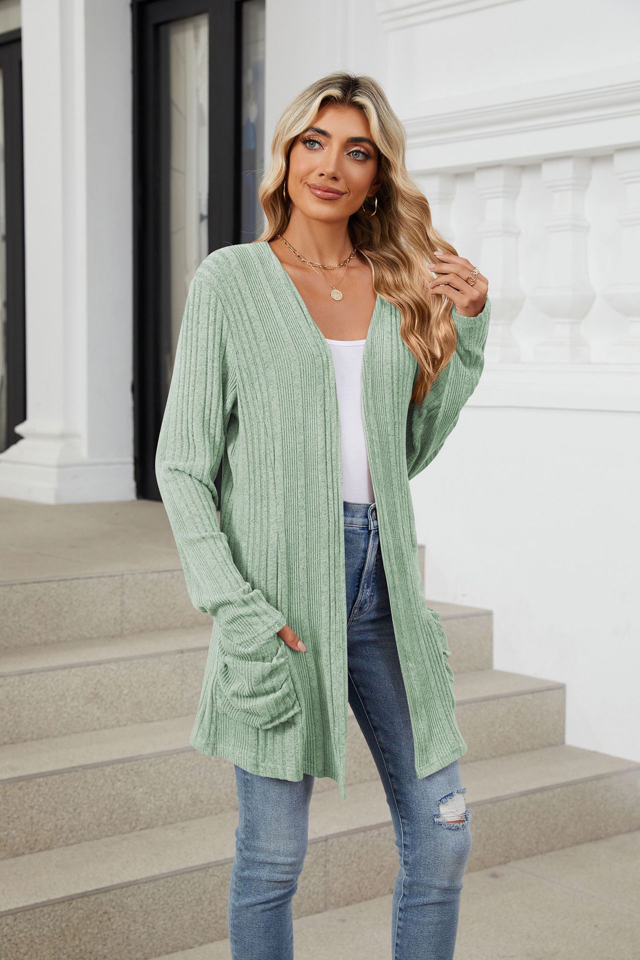 490g Weight Long Sleeve Sleeve Length Placket Placket Type Regular Sleeve Sleeve Type Nylon, Spandex, Polyester Fabric Type Long Top Length Cardigan Tops Type Holiday, Daily Occasion Collarless Neckline Regular Fit Fit Type Solid Color Pattern Winter, Autumn Season Women's Gender Casual, Elegant Style Wholesale Women's Casual Elegant Solid Color Long Sleeve Sweaters & Cardigans 55