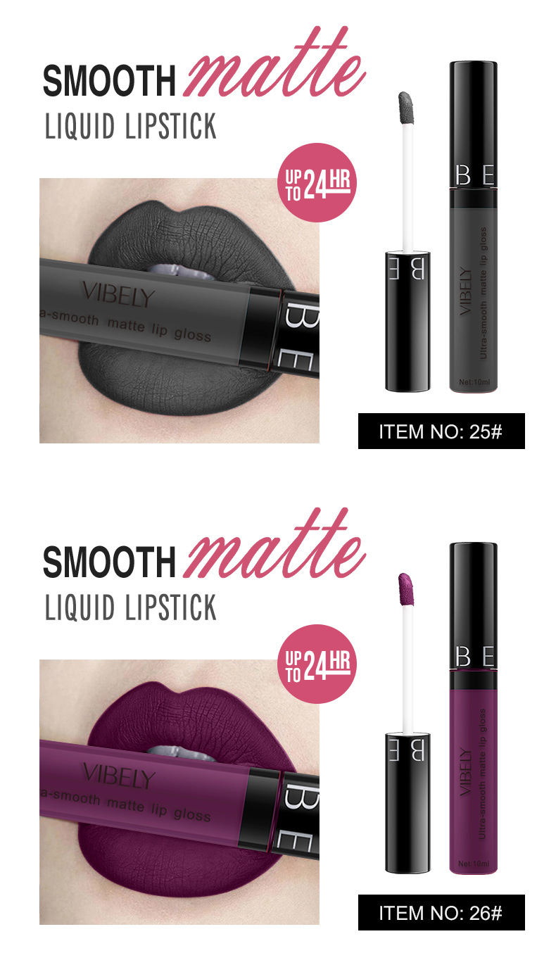 VIBELY Cross-border Makeup Amazon matte non-stick cup lip gloss Non-fading long-lasting liquid Lipstick Export version undefined