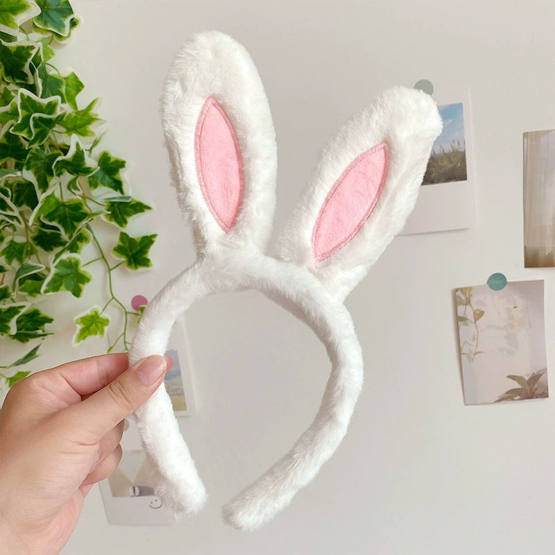 Nuevo lindo arco de pascua orejas de conejo de peluche de encaje lavar la cara correa de cabeza al por mayor