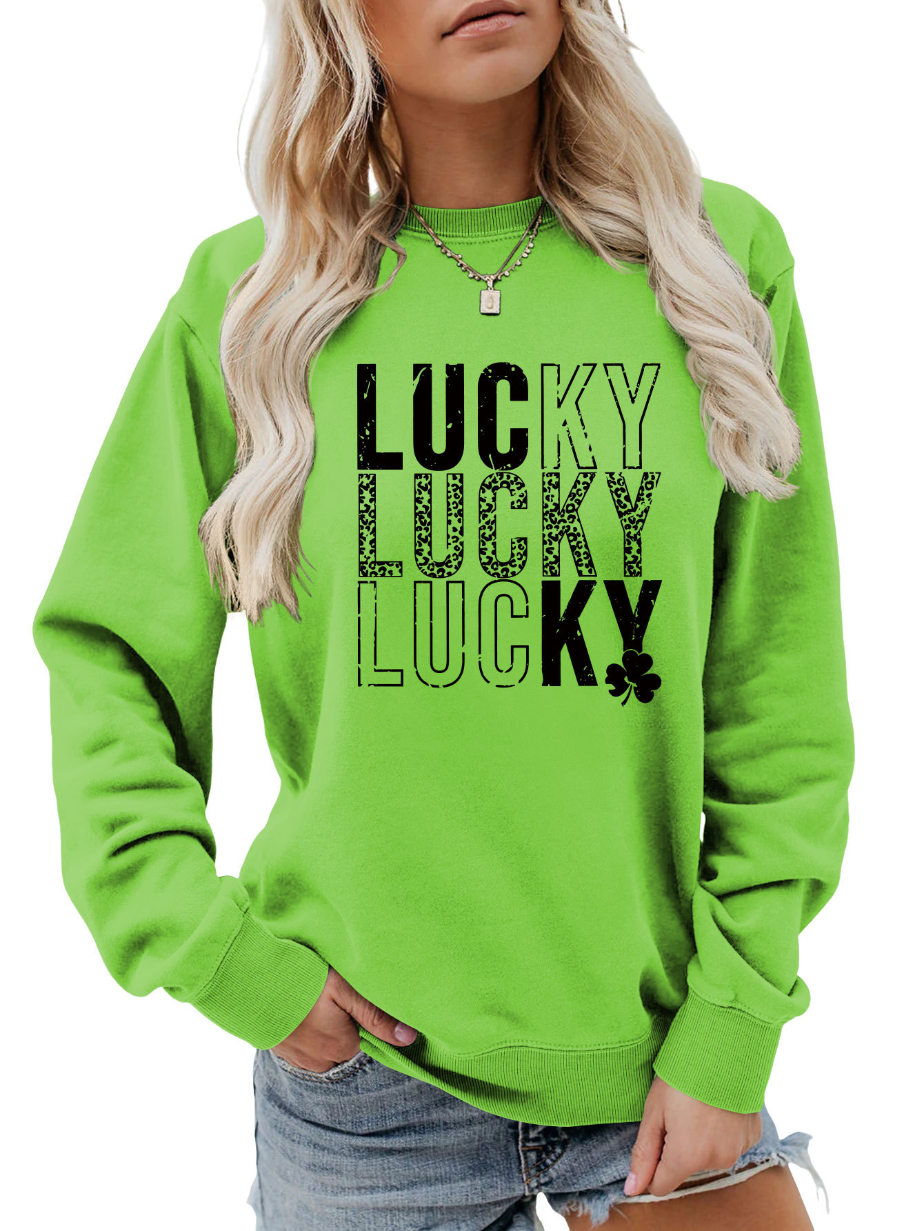 Women's Hoodies Long Sleeve Printing Streetwear Shamrock Letter display picture 25