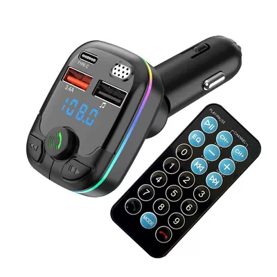 Bluetooth 5.3 Car Mp3 Head with Remote Control, Adjustable Angle Fm Transmitter 5V3A Car Mobile Phone Charger