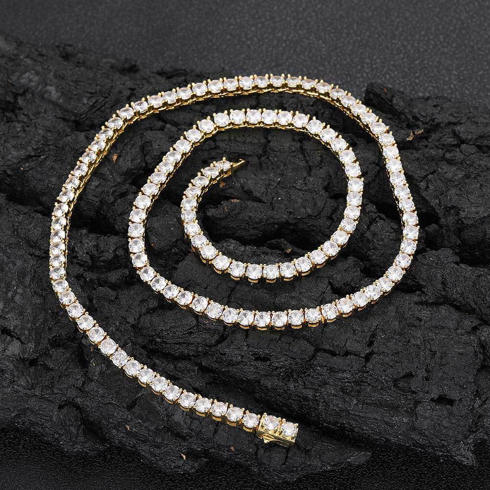Zircon Inlay Material Hip-hop Geometric Copper Inlay Zircon Necklace