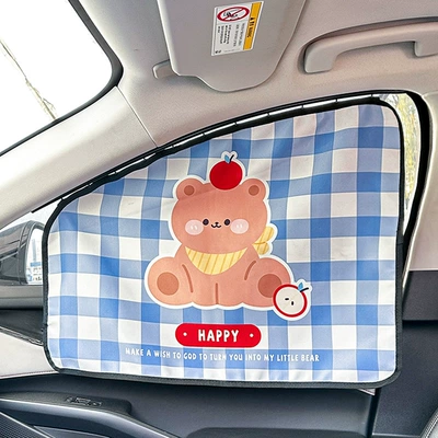 fresh embedded car sunshade — Car curtains - track-curtain-passenger-grid-sitting-bear