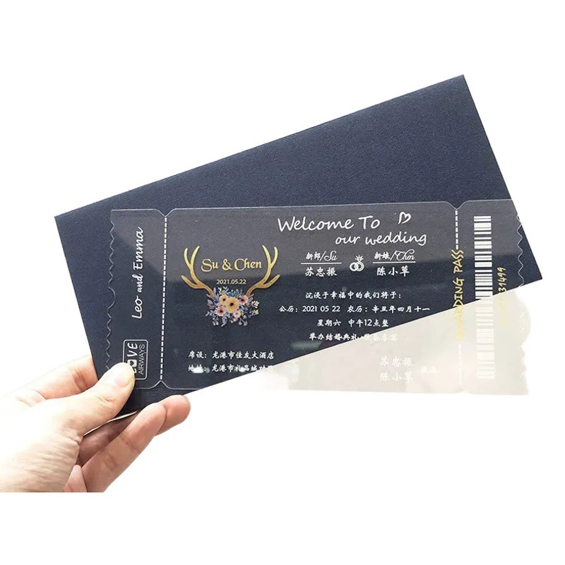 Производитель свадебного сезона акриловая Свадьба Помолвка авиабилет пригласительная карта свадебное письмо день рождения банкет пригласительная открытка