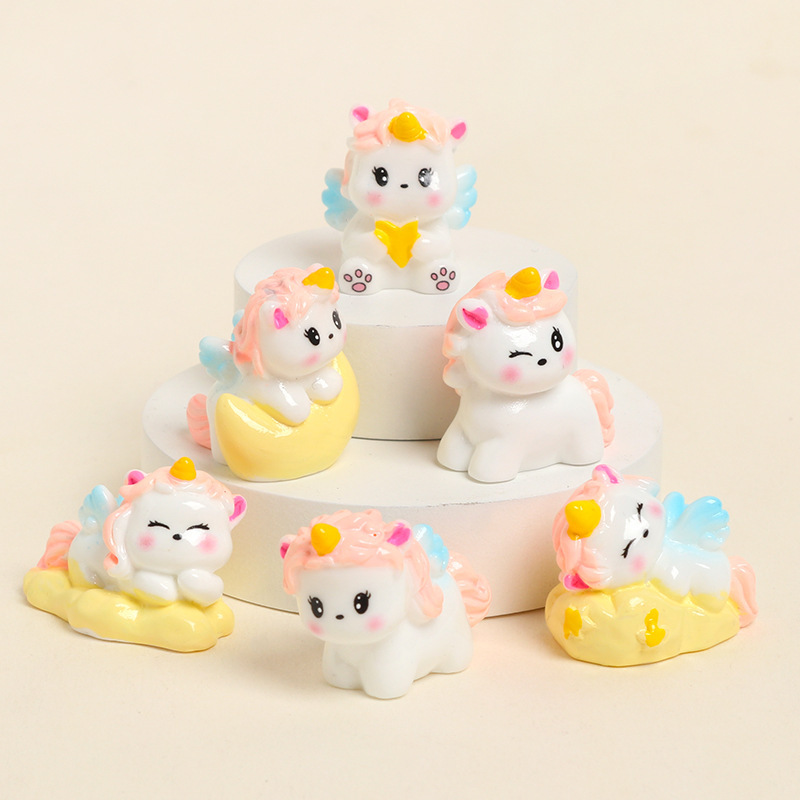 かわいい樹脂ユニコーンクラウドかわいい diy ジュエリーアクセサリーキーホルダーアクセサリーデスクトップ車の装飾品|undefined