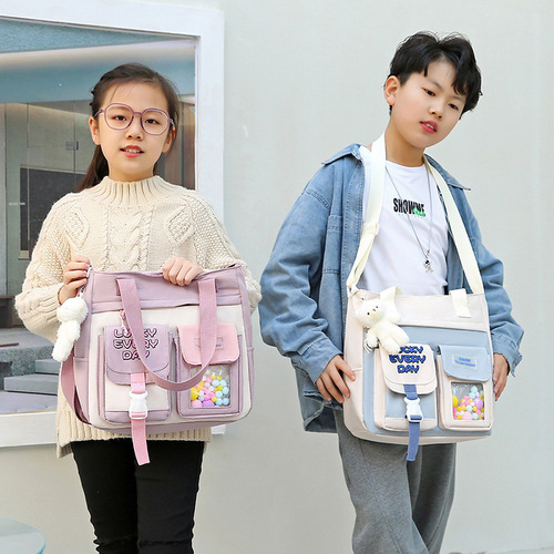 One-shoulder crossbody bag for women, large capacity, cute, artistic and fresh, student class portable book bag, high school college party backpack